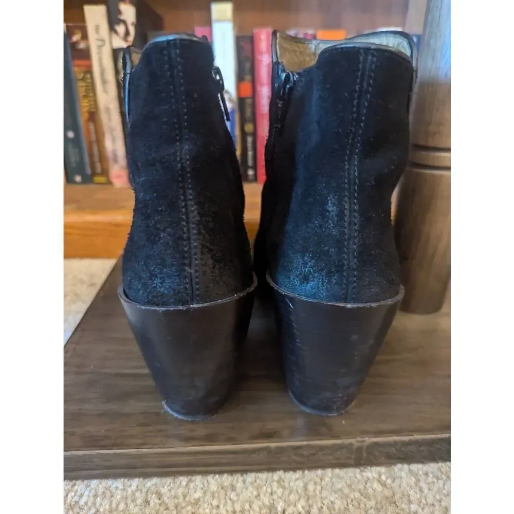 Fly London Women’s Size EU 40 US 10 Black Suede Ankle Booties Boots Heeled